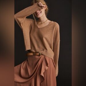 Anthropologie Pilcro Valani cropped cashmere v-neck